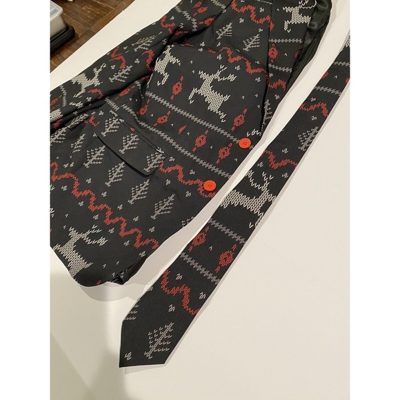 TIPSY ELVES Men's The Rage Deer Christmas Blazer With‎ Tie Set Sz 42J Black - Picture 4 of 13